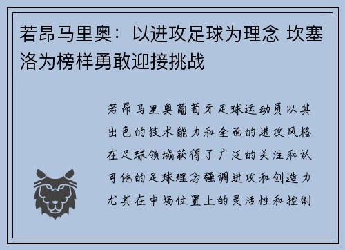 若昂马里奥：以进攻足球为理念 坎塞洛为榜样勇敢迎接挑战
